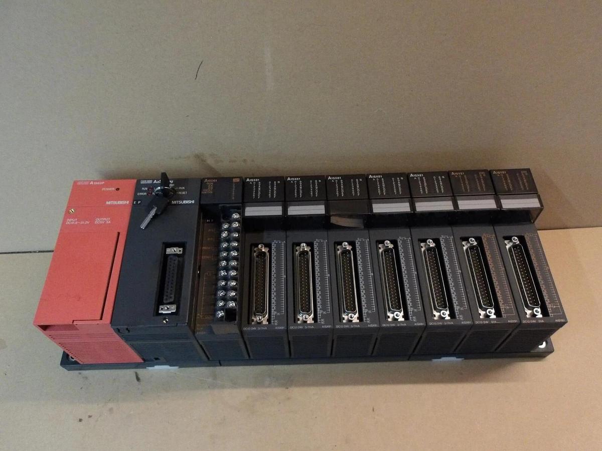 Used MITSUBISHI CPU A2SHCPU POWER SUPPLY, 7 CARDS, #44330G USED