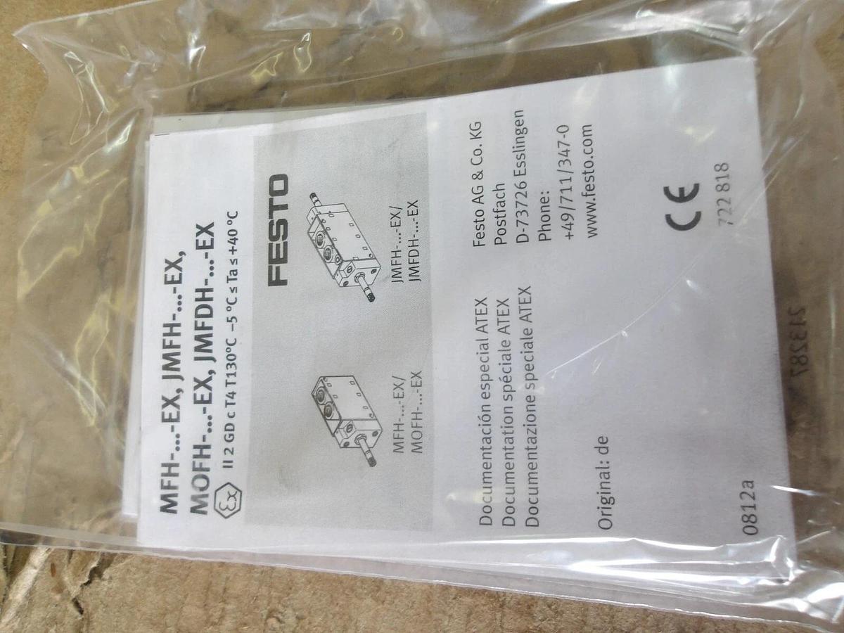 Used FESTO MFH-3-1/4EX PNEUMATIC SOLENOID VALVE, #9131121G NEW