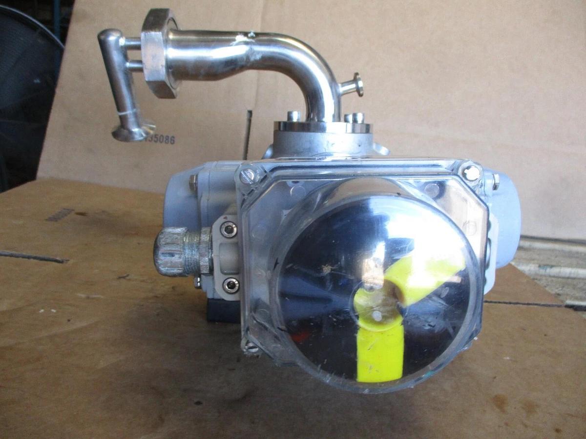 Used HYGIENIC PIGGABLE 3-WAY STAINLESS 1-1/2" DIVERTER VALVE W/ ACTUATOR, #971034J
