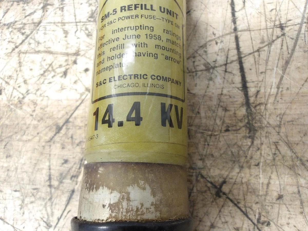 Used S&C ELECTRIC SM-5 FUSE REFILL UNIT 132250R4, 150E AMP, #39956G NIB