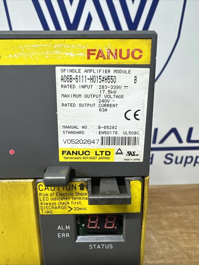 Used Fanuc Spindle Amplifier Module A06B-6111-H015#H550 #1216118P