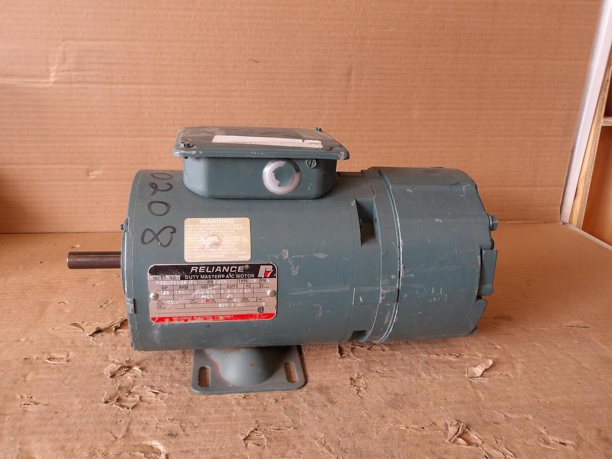 Used RELIANCE 1/2 HP DUTY MASTER AC MOTOR W/ BRAKE, FR FB56, #1011120G NEW