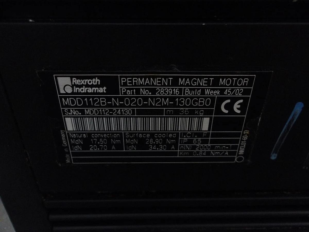 Used REXROTH INDRAMAT MDD1125B-N-020-N2M-130GB0 PERMANENT MAGNET MOTOR, #7151245G