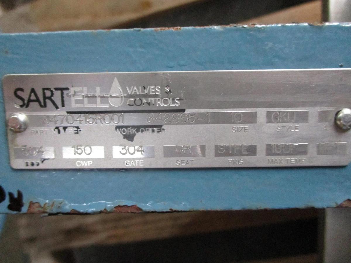 Used SARTELL 10" STAINLESS KNIFE GATE VALVE, #931150J NEW