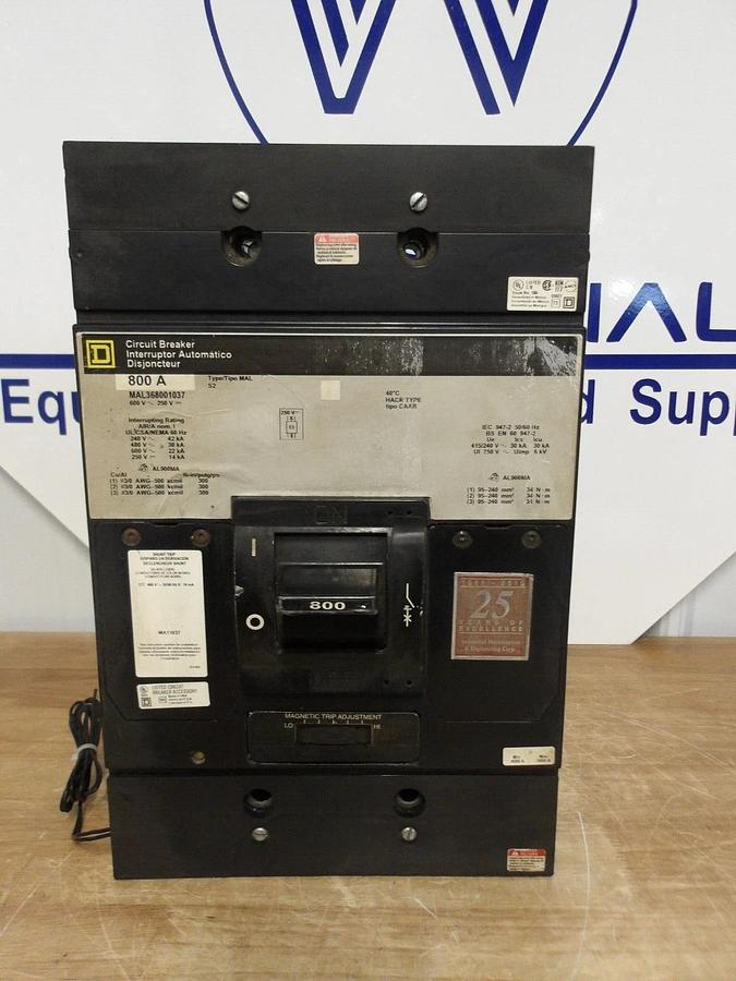 Used SQUARE D 800 AMP BREAKER 600/250 V, #2211006G USED