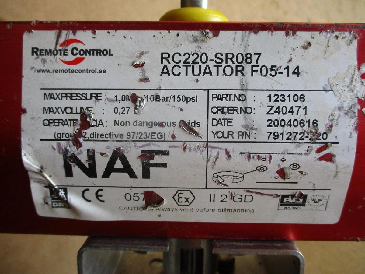 Used NAF 1" STAINLESS BALL VALVE W/ ACTUATOR, #9111130J NEW