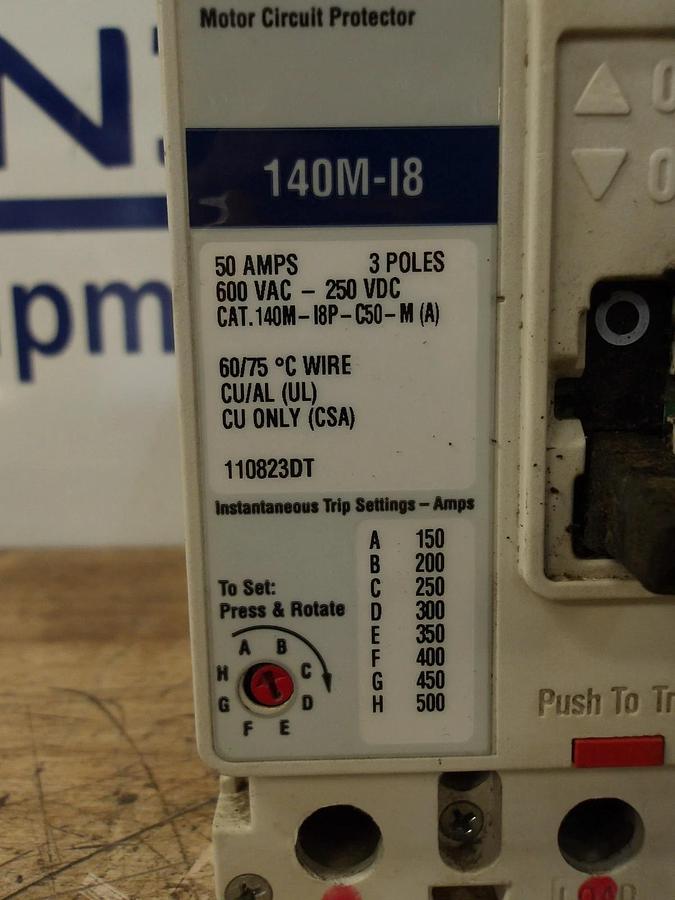 Used ALLEN BRADLEY 50 AMP BREAKER, 600VAC/250VDC, #629206G USED