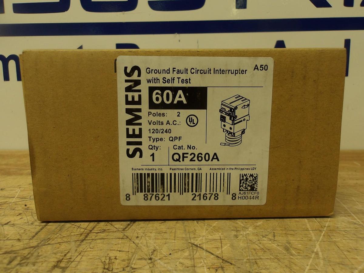 SIEMENS 60 AMP GROUND FAULT BREAKER 120/240 V, #7201156G NIB