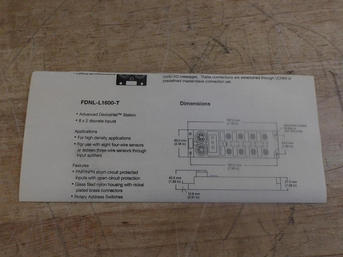 TURCK FDNL-L1600-T DEVICENET FIELDBUS MODULE, 16 IN STATION, #424918G NIB
