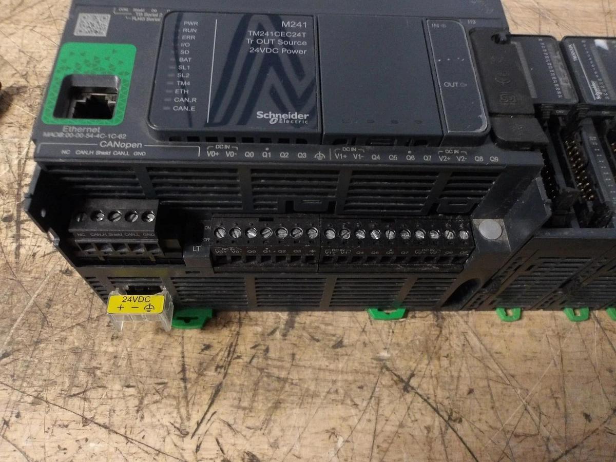Used SCHNEIDER MODICON TM241CEC24T LOGIC CONTROLLER & 7 CARDS, #331231G USED