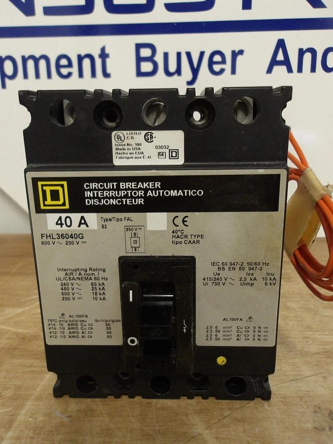 SQUARE D FHL36040G 40 AMP BREAKER, #2261009G NIB