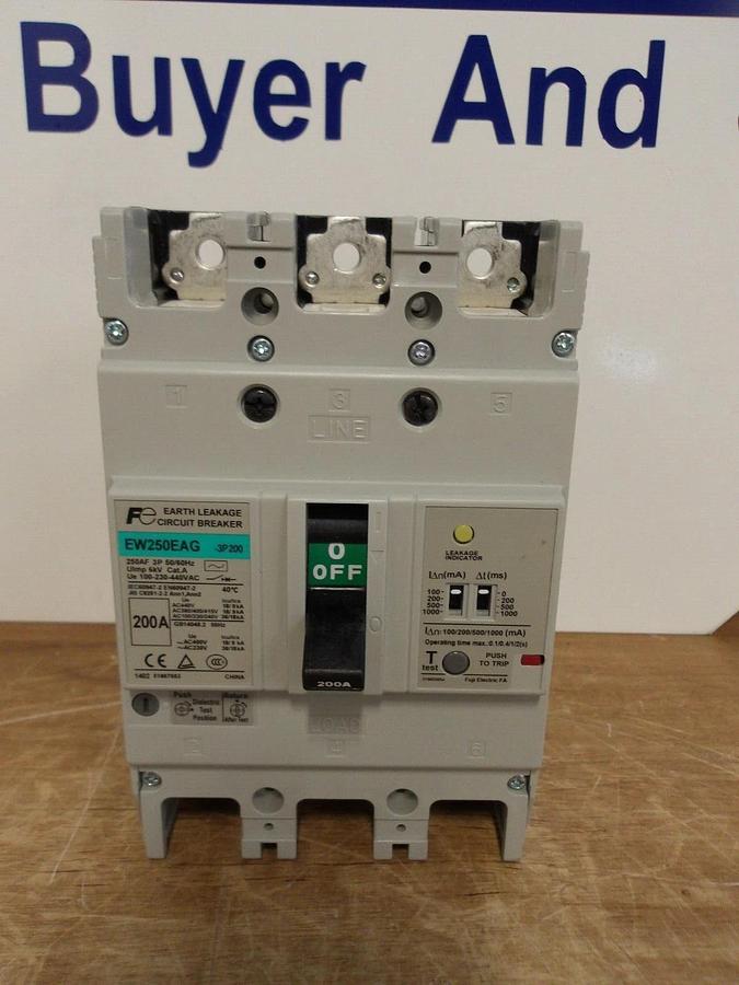 FUJI 200 AMP EARTH LEAKAGE BREAKER 100-230-440 V, #2241155G NIB