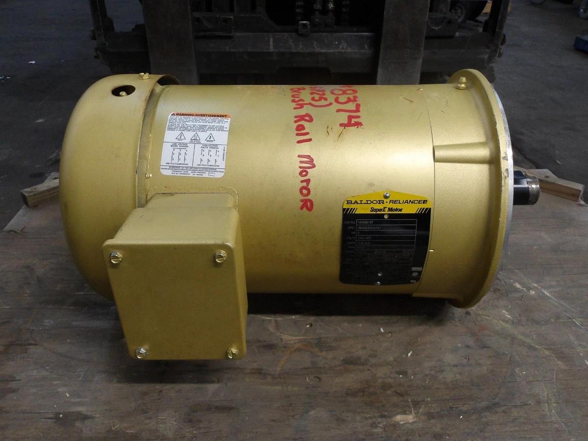 Used BALDOR RELIANCE 5 HP MOTOR, FR 184TC, 3450 RPM, 230/460 V, #725913G USED