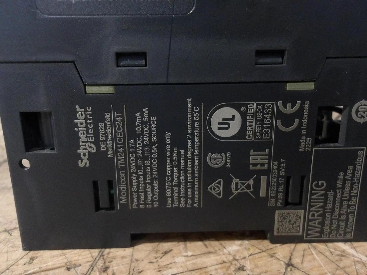 Used SCHNEIDER MODICON TM241CEC24T LOGIC CONTROLLER & 7 CARDS, #331135G USED