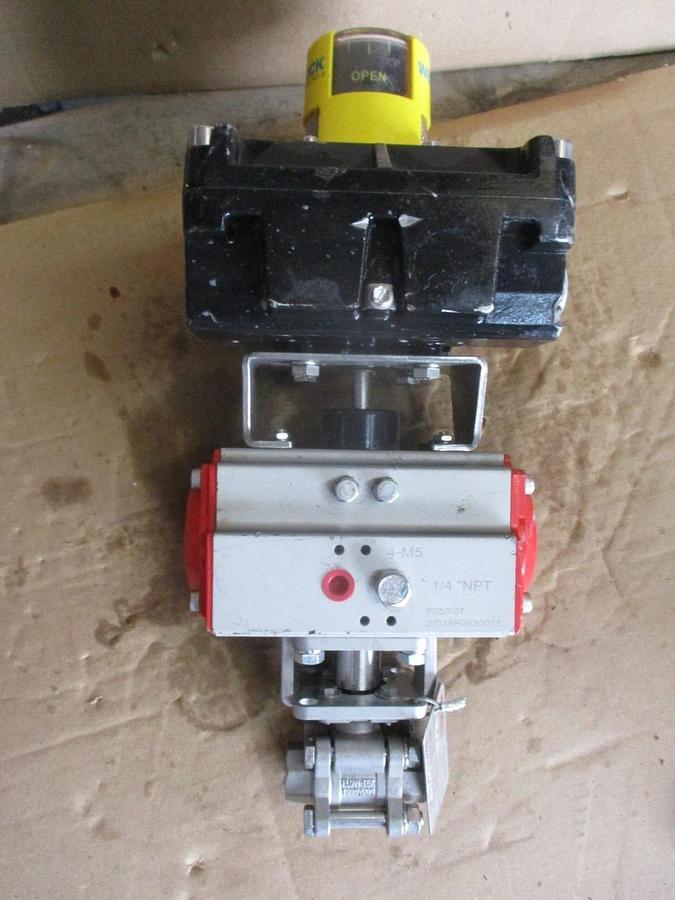 Used FLOW-TEK 1/2" STAINLESS CONTROL BALL VALVE W/ ACTUATOR, #68925J NEW