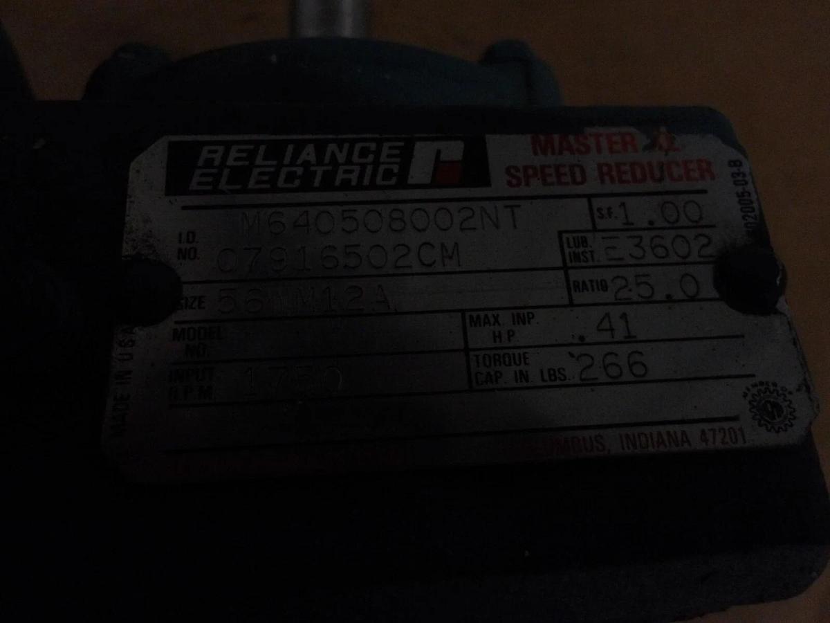 Used RELIANCE M6405008002NT MASTER SPEED REDUCER, RATIO 25.0:1, #117150G NEW