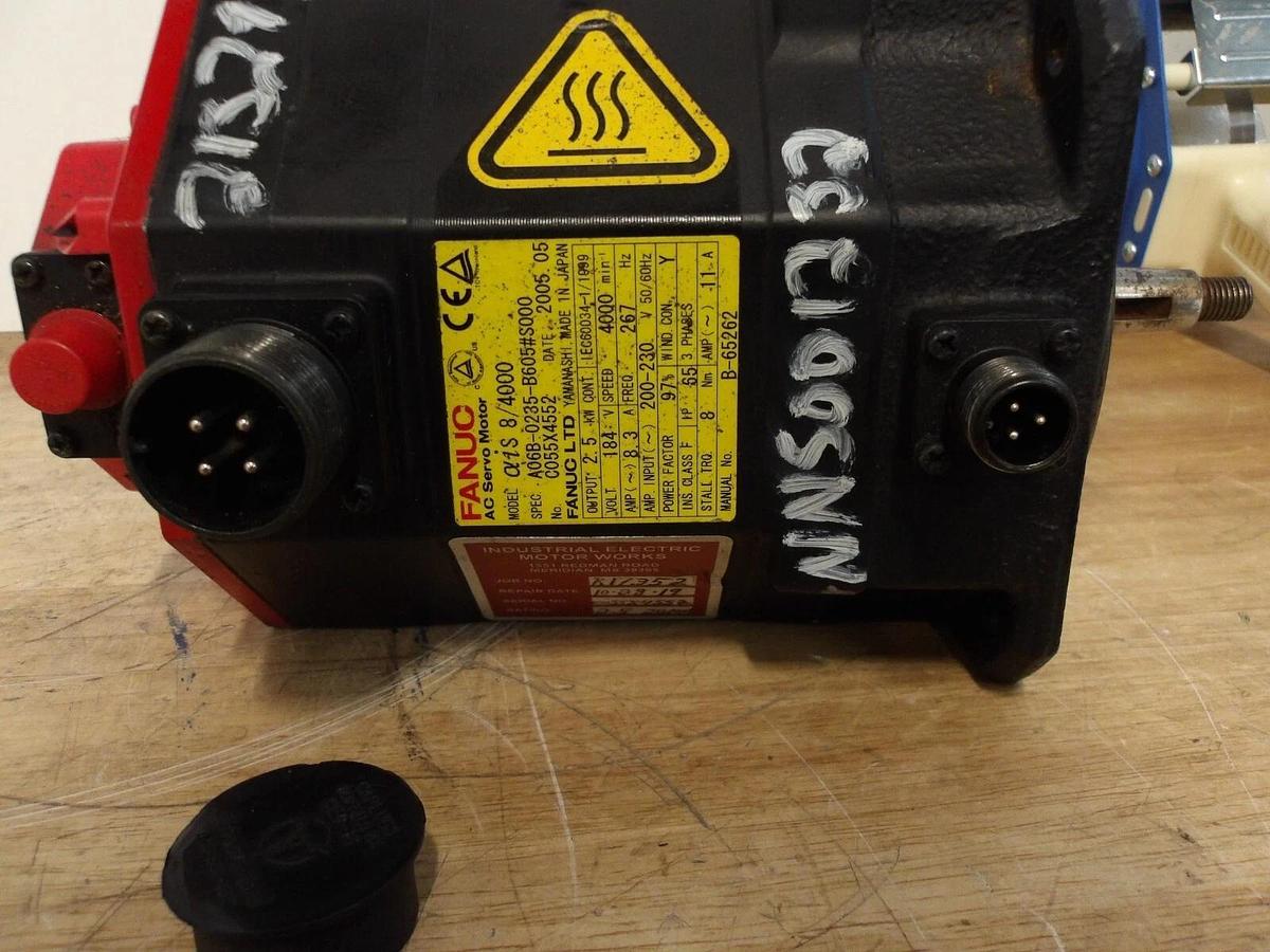 Used FANUC A06B-0235-B605 5000 AC SERVO MOTOR, 4000 RPM, #571135G REMANUFACTURED