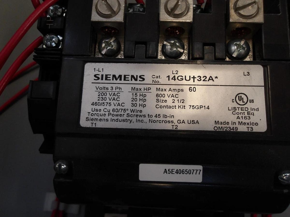 Used SIEMENS 87GUG6FC MOTOR CONTROL W/ STARTER, #1211110G NEW