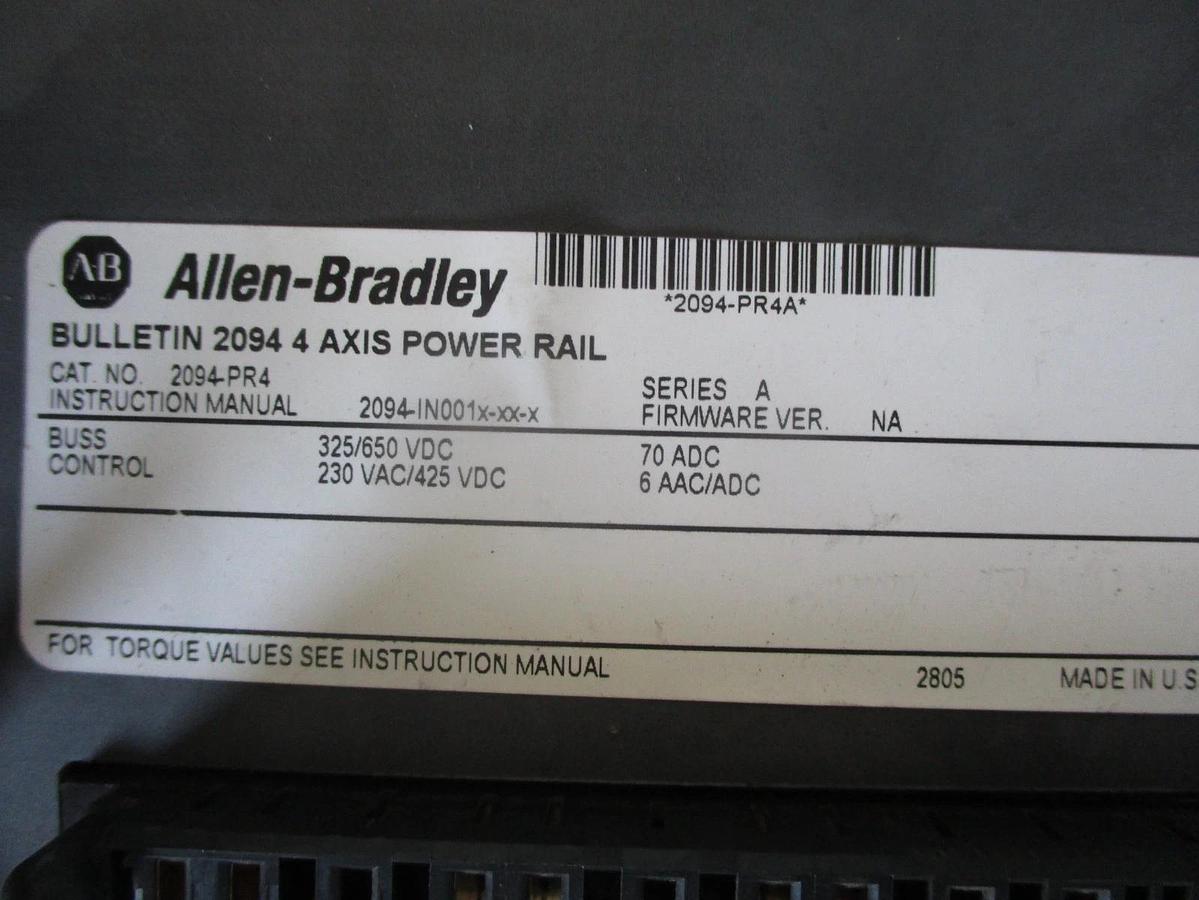 Used ALLEN BRADLEY 2094-PR4 4 AXIS POWER RAIL, #33901J USED