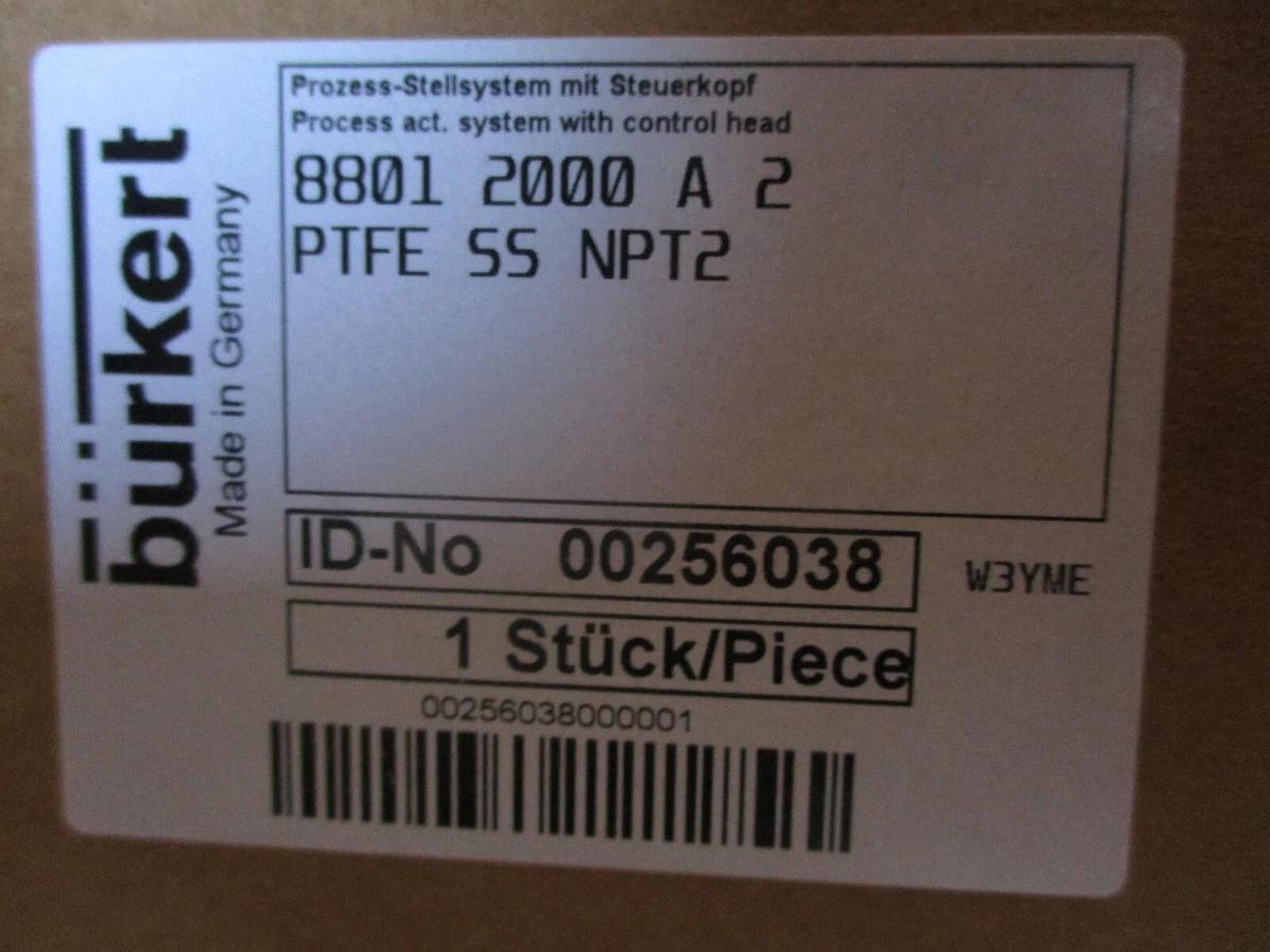 BURKERT 2" STAINLESS TYPE 2000 2-WAY ANGLE SEAT VALVE W/ HEAD, #821912J NIB