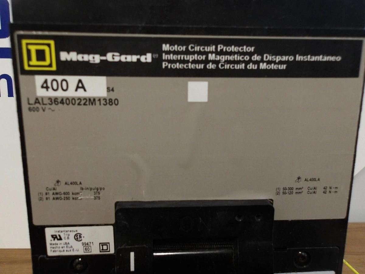 Used SQUARE D 400 AMP MAG-GARD BREAKER 600 V, #224312G NEW