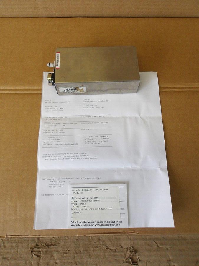 Used MARSH 2S129 PRINTER HEAD 700 SERIES, #94750G REMANUFACTURED