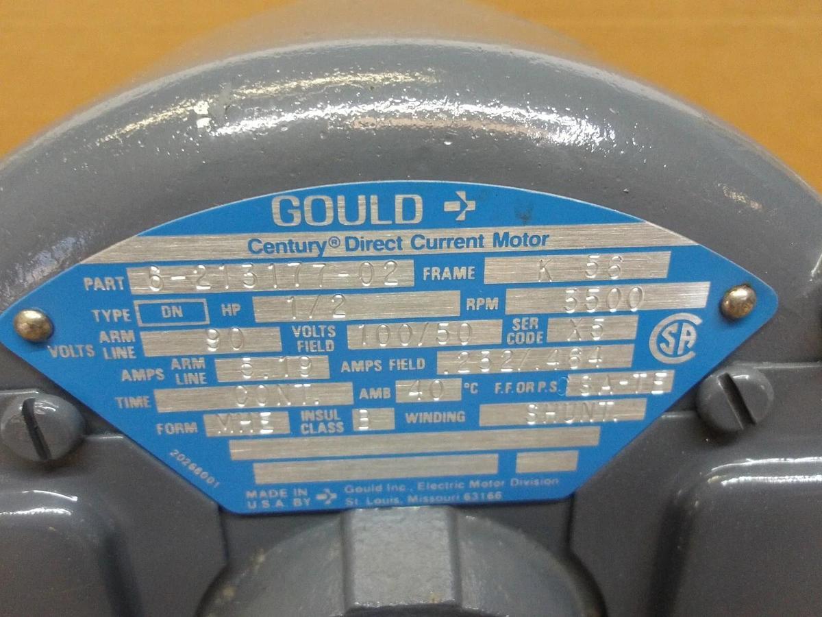 Used GOULD 2 HP DIRECT CURRENT MOTOR, FR K56, 3500 RPM, 100/30 V, #11141145G NEW