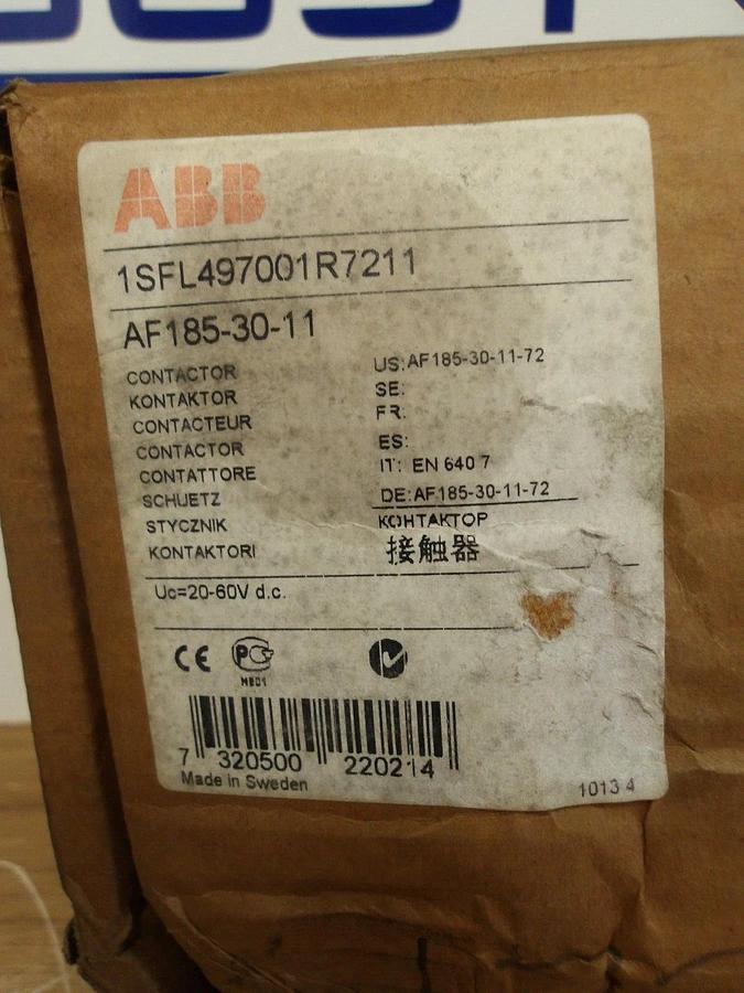 ABB AF185-30 CONTACTOR 1SFL4970O1R7211, #225319G NIB