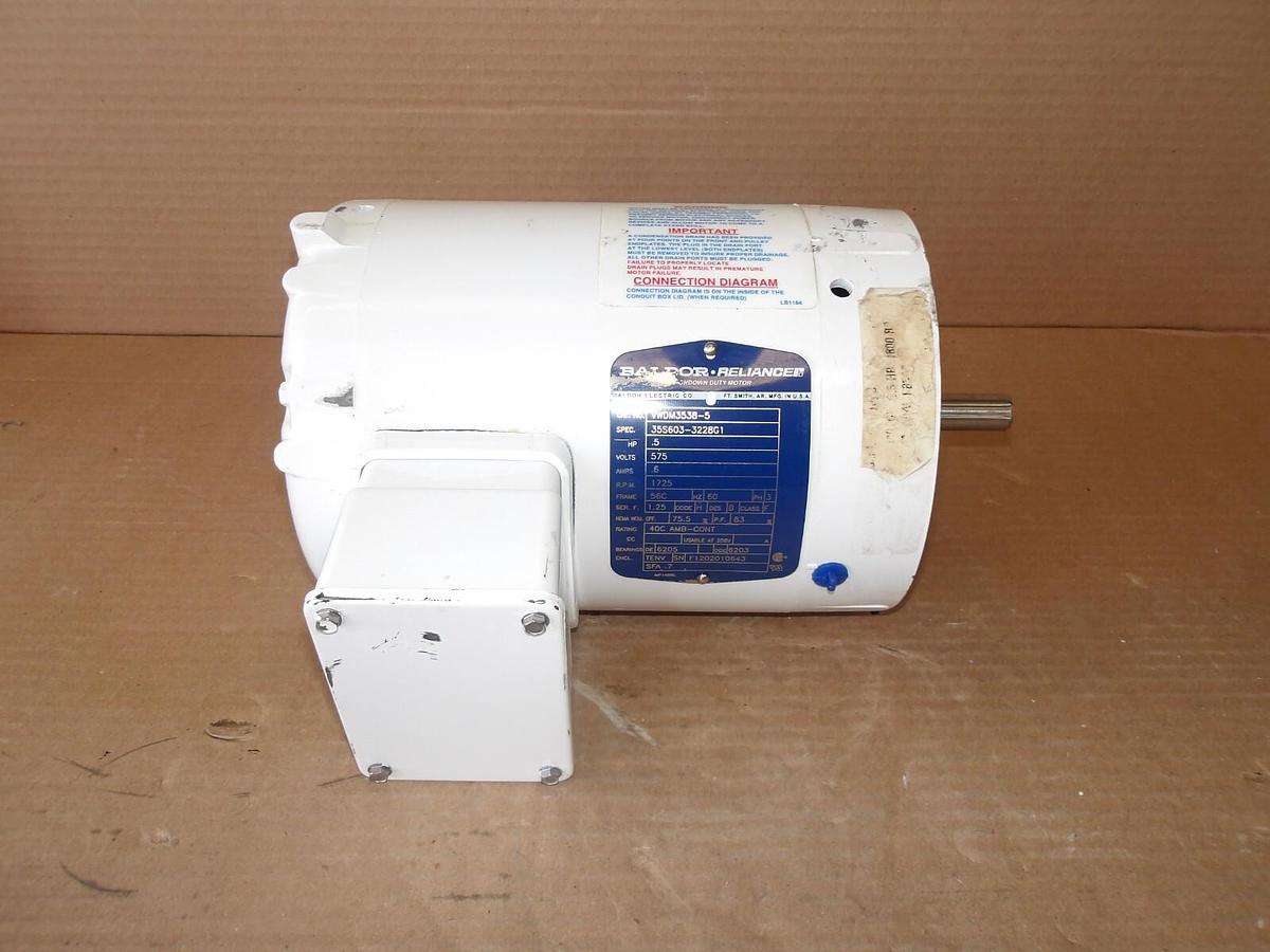 Used BALDOR - RELIANCE .5HP WASHDOWN MOTOR, 1725 RPM, 575 V, #710253G NEW