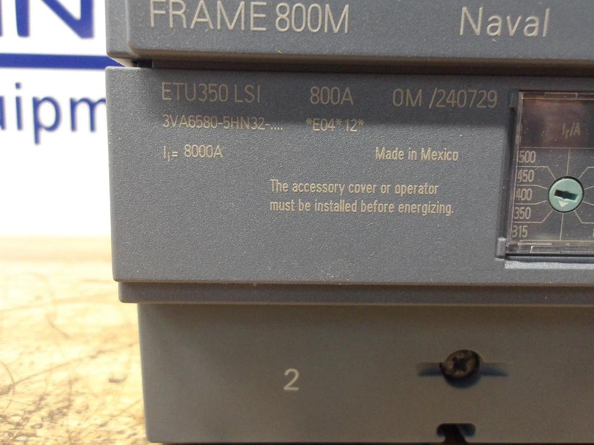 Used SIEMENS 800 AMP BREAKER SENTRON 3VA6580-5HN32-0AA0, #1125250G NEW