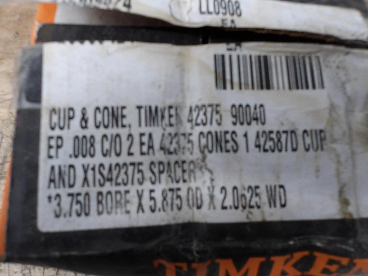 Used TIMKEN 42375 CUP & CONE ROLLER BEARING, #58933G NIB