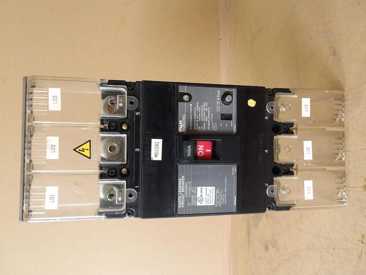 Used FUJI SG203BAUL150 EARTH LEAKAGE CIRCUIT BREAKER 150 AMP, #6181115G USED
