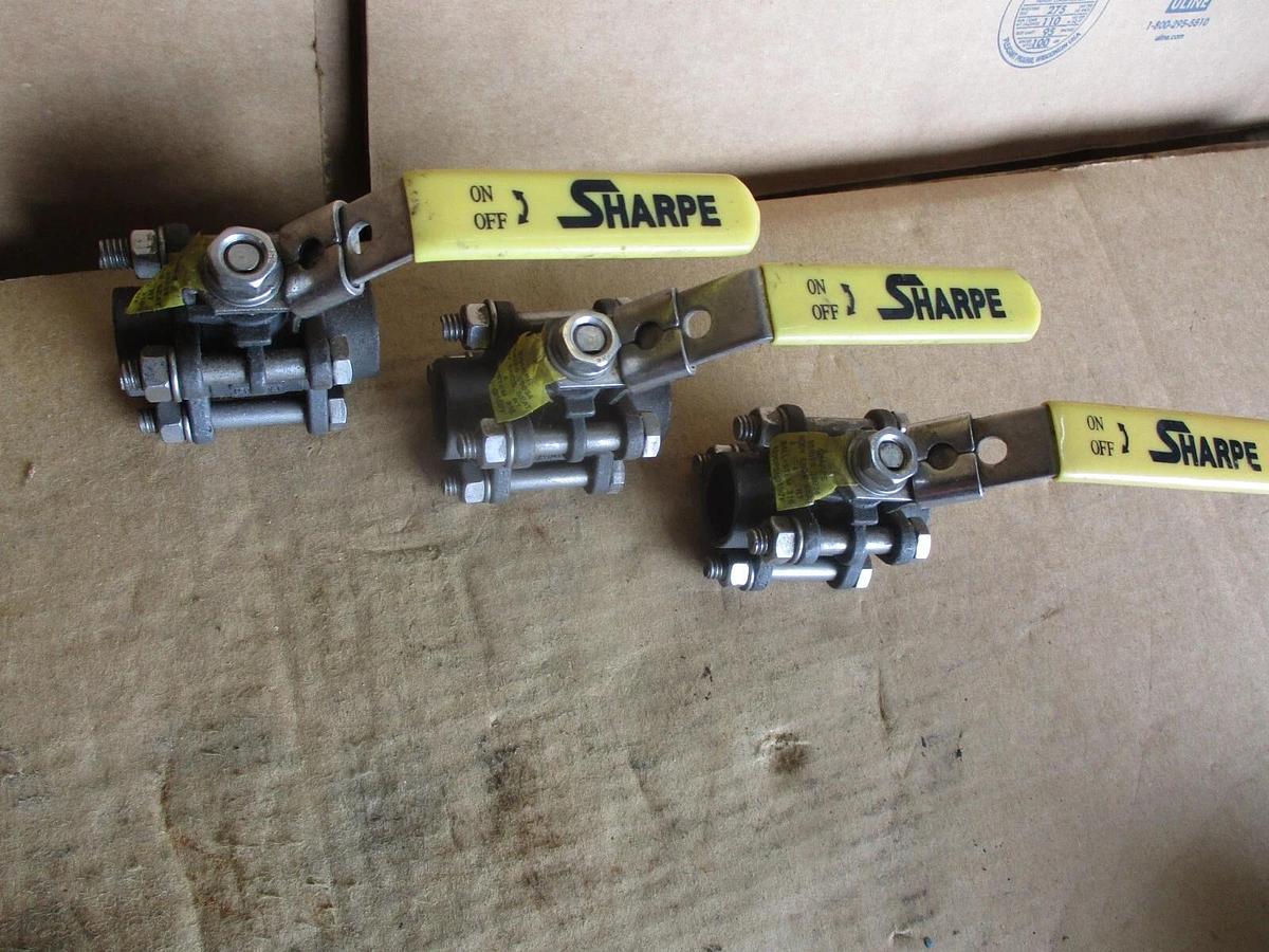 Used SHARPE 1/2" STEEL BALL VALVE (SOCKET WELD) (LOT OF 3), #416104J NEW