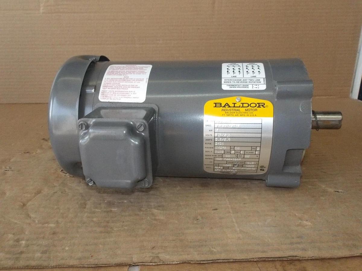 Used BALDOR 2 HP INDUSTRIAL MOTOR, FR 143TC, 3450 RPM, 230/460 V, #81330G NEW