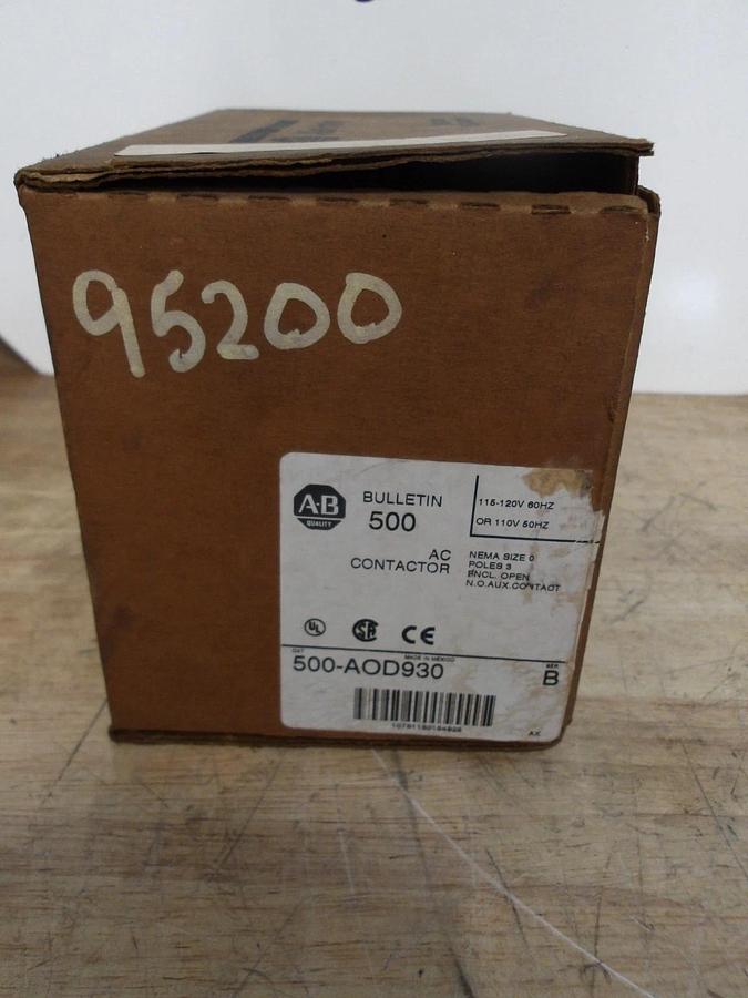 ALLEN BRADLEY 500-AOD930 AC CONTACTOR, SIZE 0, #520219G NIB