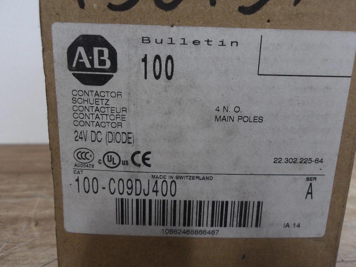 ALLEN BRADLEY 100-C09DJ400 CONTACTOR, SER A, 4 P, #57143G NIB