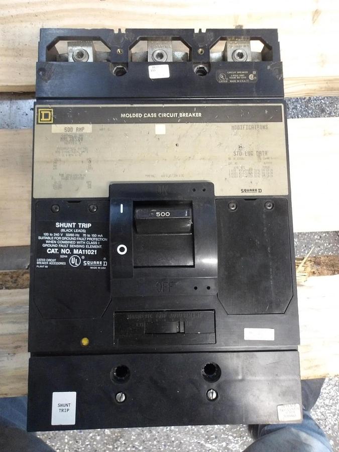 Used SQUARE D 500 AMP CIRCUIT BREAKER MAL36500, #3301038G USED
