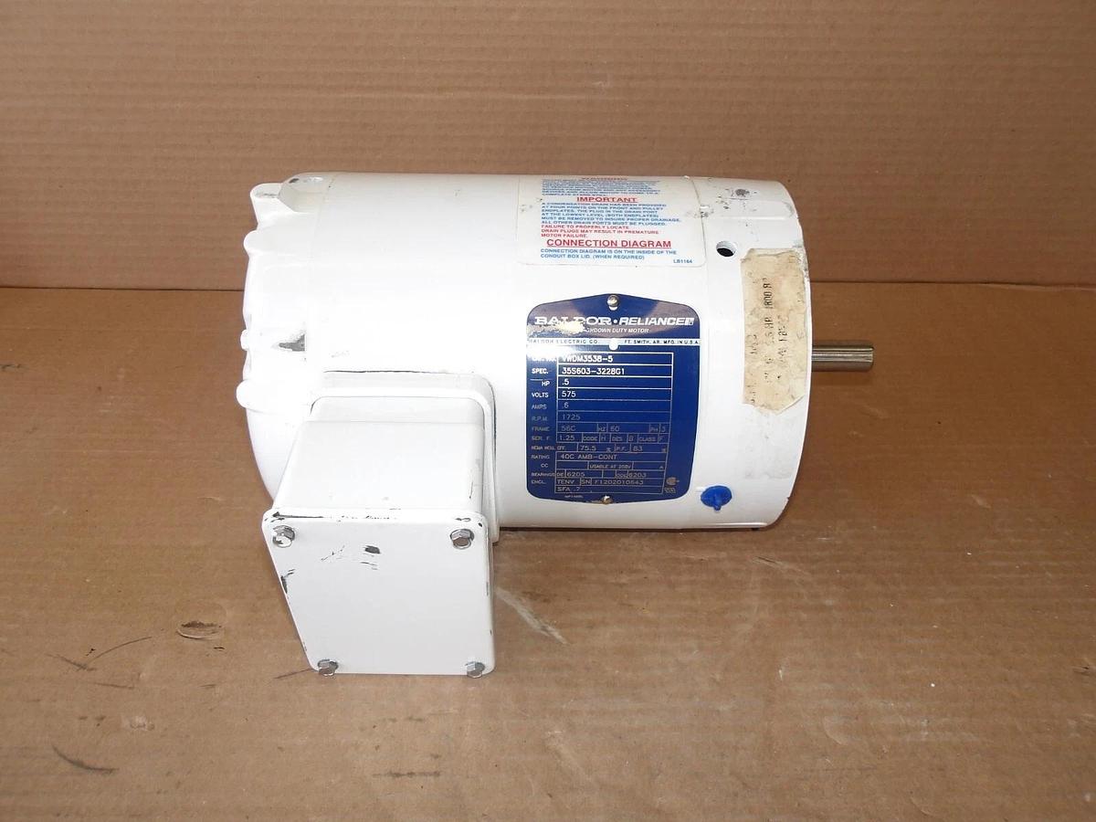 Used BALDOR - RELIANCE .5HP WASHDOWN MOTOR, 1725 RPM, 575 V, #710253G NEW