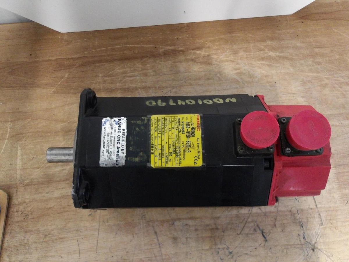 Used FANUC A06B-0128-B576-R AC SERVO MOTOR, 3000 RPM, #514956G REMANUFACTURED