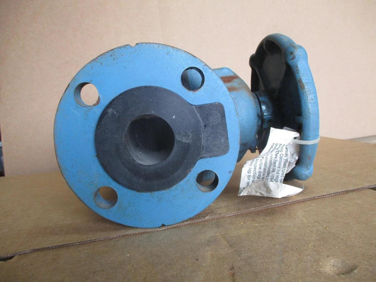 Used DOW 2" LINED STEEL DIAPHRAGM VALVE, #49137J NEW
