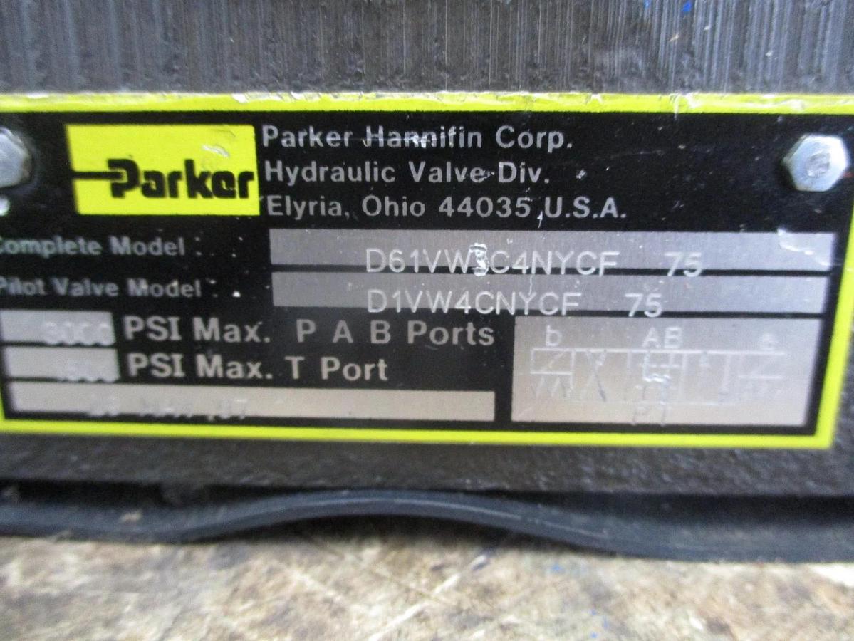 Used PARKER D61VW3CANYCE 75 HYDRAULIC DIRECTIONAL CONTROL VALVE, #826212J USED