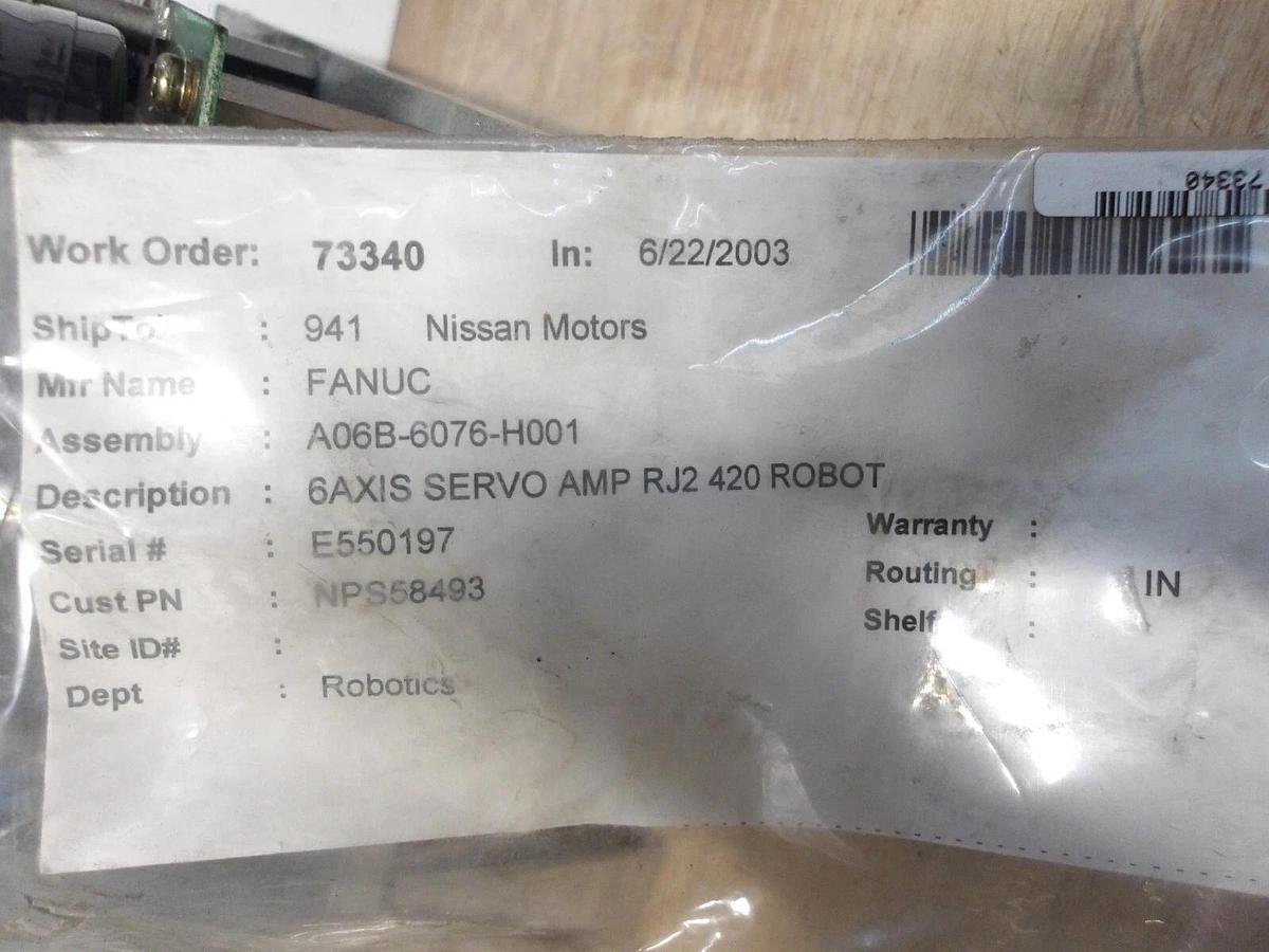Used FANUC A06B-6076-H001 6-AXIS SERVO AMPLIFIER, #320208G PARTS ONLY