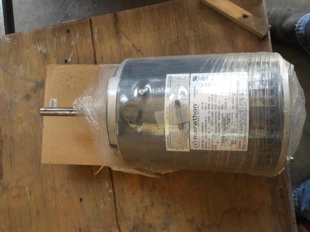 Used MARATHON 1HP DIRECT DRIVE FAN MOTOR, 1140 RPM, FR 56Y-75, #81115G NEW