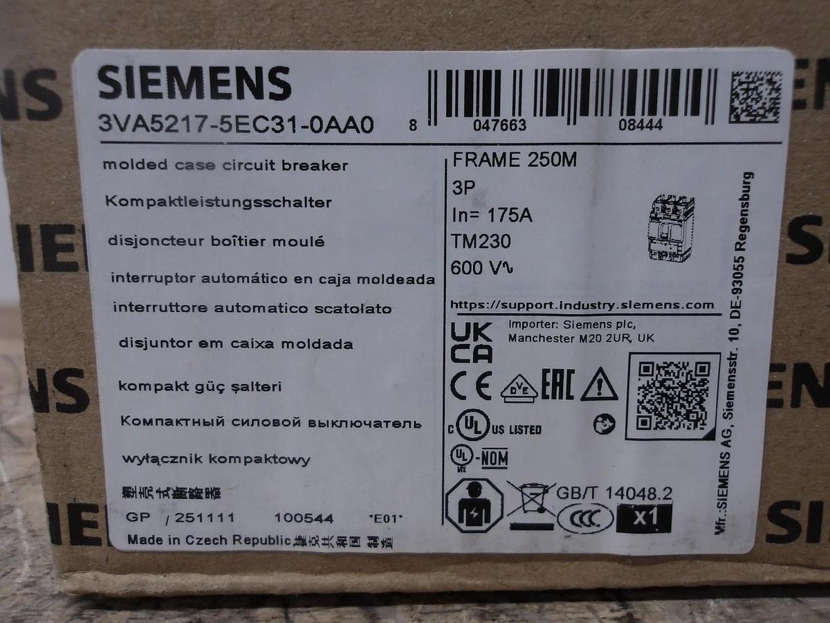 SIEMENS 175 AMP BREAKER 240-480-600 V, #7201140G NIB