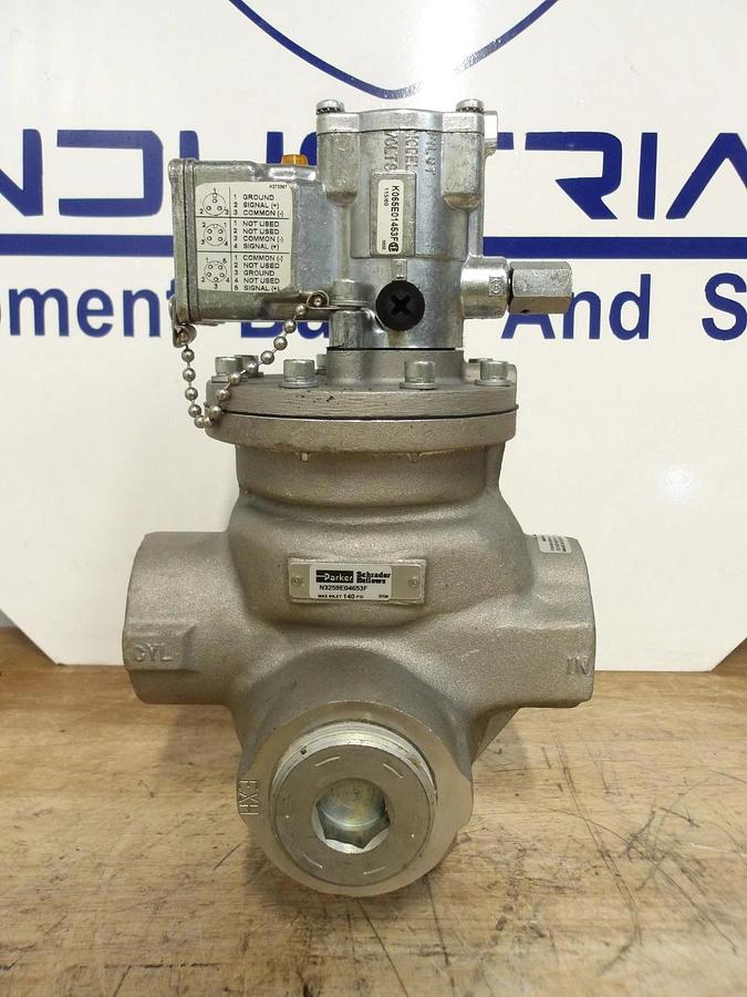 Used PARKER N3259E04653F PNEUMATIC SOLENOID VALVE 1-1/2", #6201015G NEW