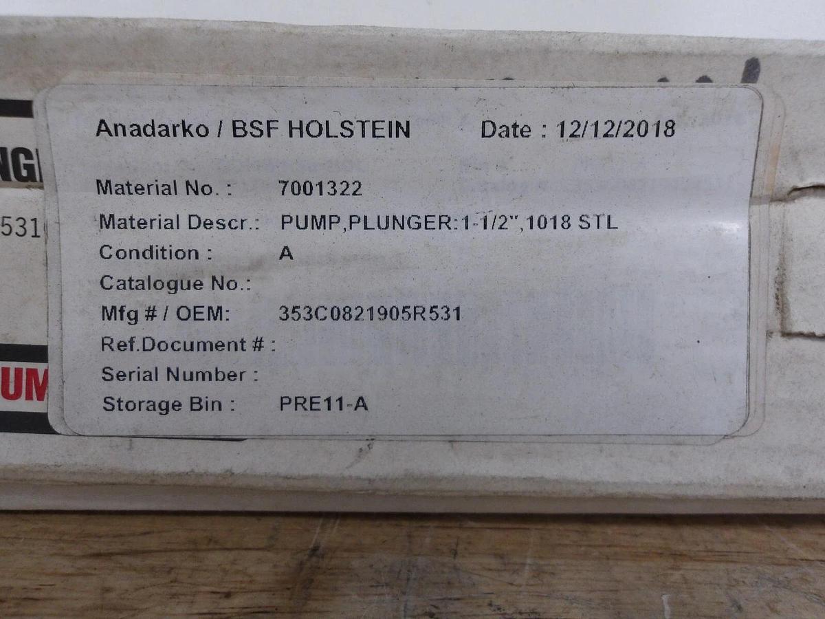 ANADARKO/BSF HOLSTEIN PUMP PLUNGER ROD 1-1/2", #63228G NIB