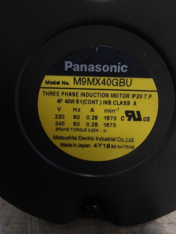 Used PANASONIC M9MX40GBU AC GEARED MOTOR, 1675 RPM, 220/240 V, #527110G NEW