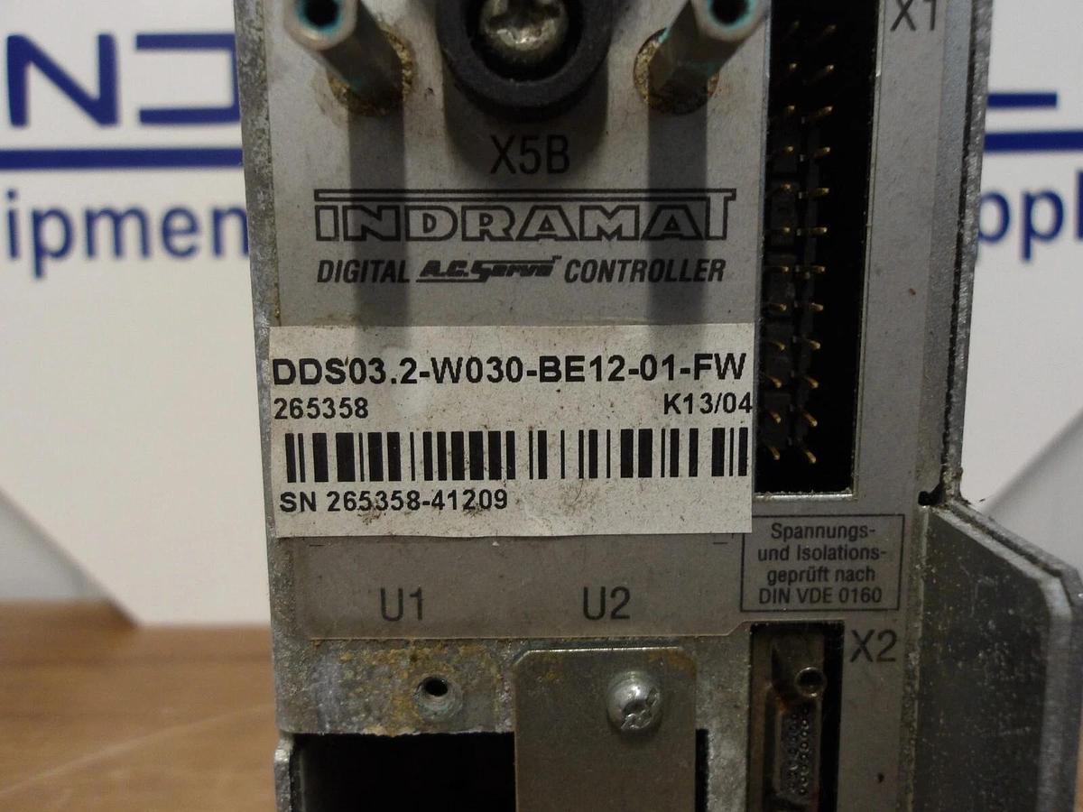 Used INDRAMAT DDS03.2-W030-BE12-01-FW AC SERVO CONTROLLER, #212945G PARTS ONLY