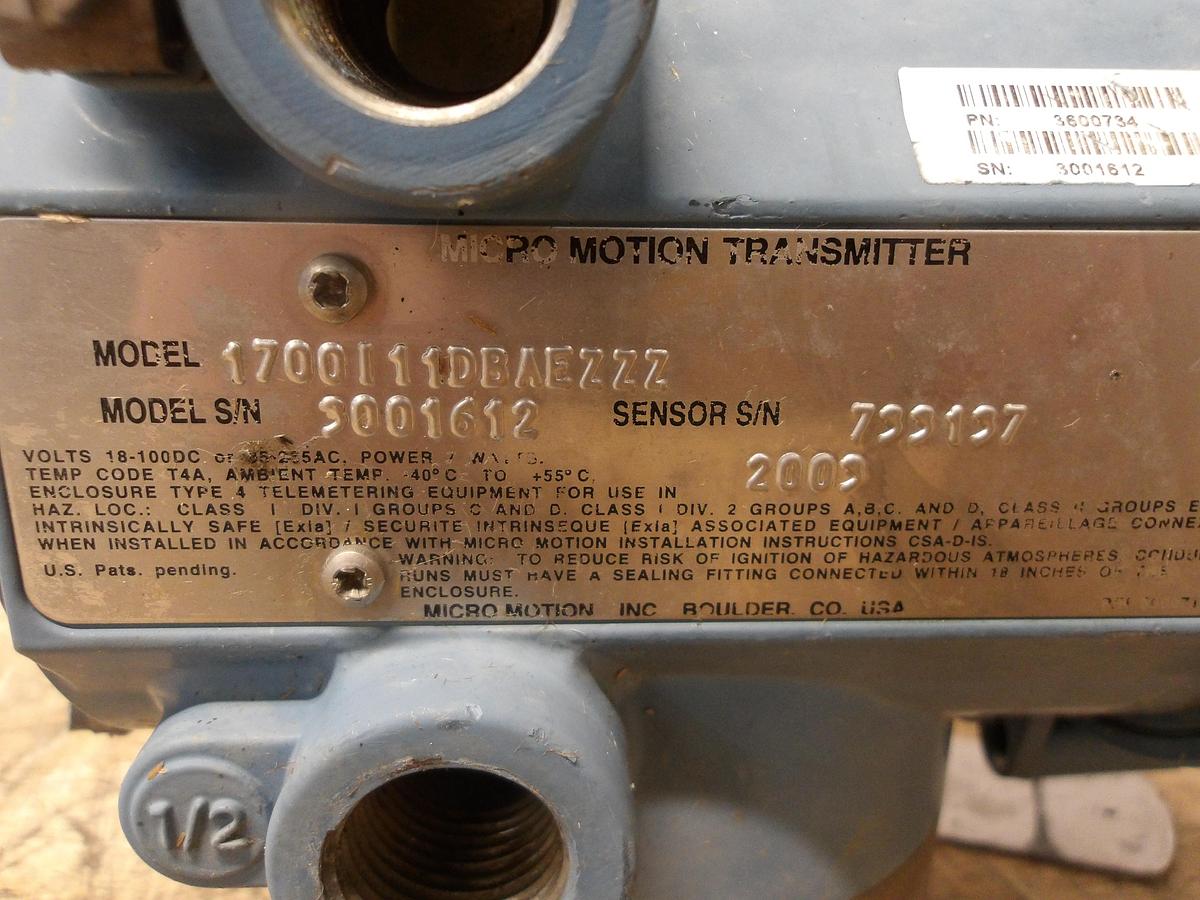 Used MICROMOTION 1700I11DBAEZZZ TRANSMITTER