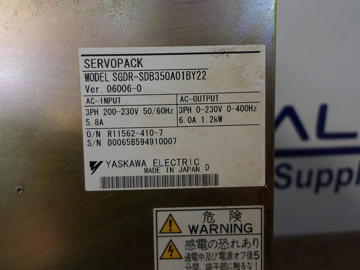 Used YASKAWA SGDR-SDB350A01BY22 SERVO PACK, #12171219G USED
